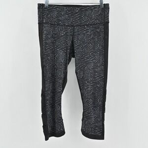 Lululemon Womens Var-City Crop Leggings Size 10 Black Luxtreme Mesh 21" Gym Yoga